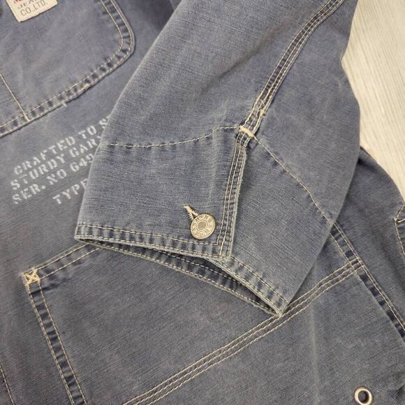 Mash Clothing Company 1995 Mens Size L Button Front Denim Jacket Blue Pockets - Picture 9 of 11